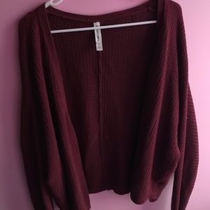 Burgundy waffle cardigan